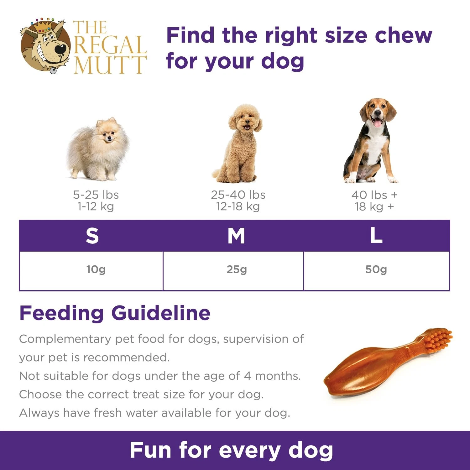The Regal Mutt - Toothbrush Chews - Medium - 1kg Bag