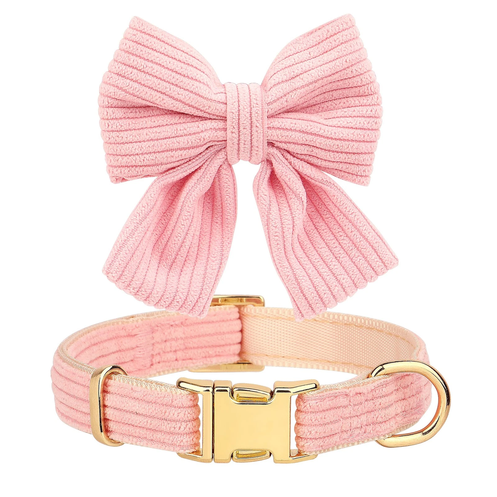 Didog Pink Adjustable Dog Harness, Collar & Leash Set – Soft Mesh Vest with Bowtie for Small Dogs, Puppies & Cats (Size S)